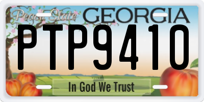 GA license plate PTP9410