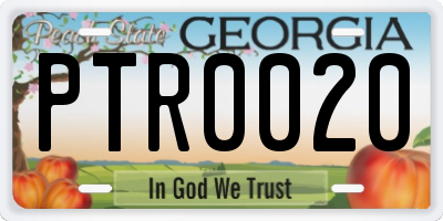 GA license plate PTR0020