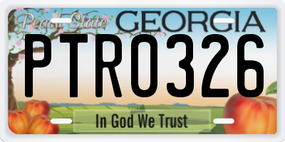 GA license plate PTR0326