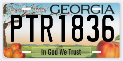 GA license plate PTR1836