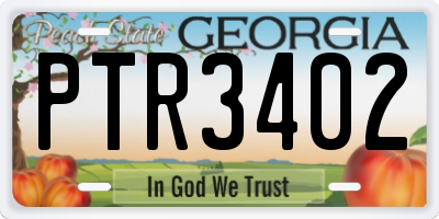 GA license plate PTR3402