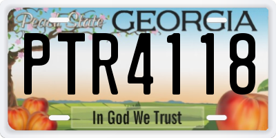 GA license plate PTR4118