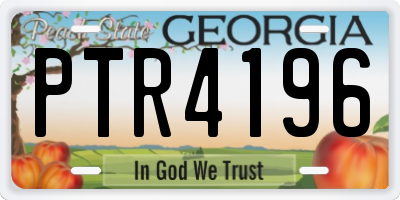 GA license plate PTR4196