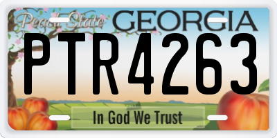 GA license plate PTR4263