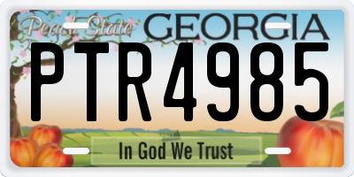 GA license plate PTR4985