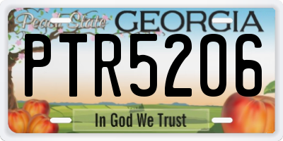 GA license plate PTR5206