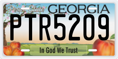 GA license plate PTR5209