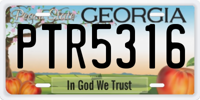 GA license plate PTR5316