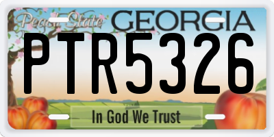 GA license plate PTR5326