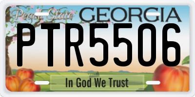 GA license plate PTR5506