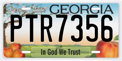 GA license plate PTR7356