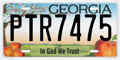 GA license plate PTR7475
