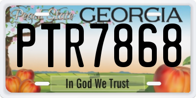 GA license plate PTR7868