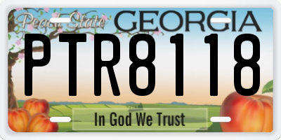 GA license plate PTR8118