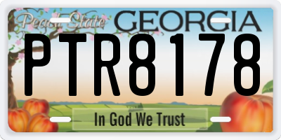 GA license plate PTR8178