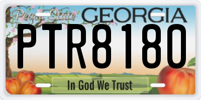 GA license plate PTR8180