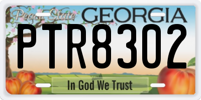 GA license plate PTR8302