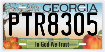 GA license plate PTR8305