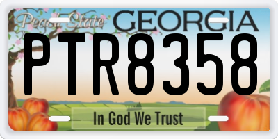 GA license plate PTR8358