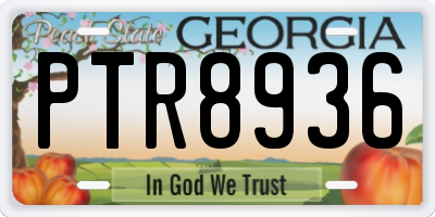 GA license plate PTR8936