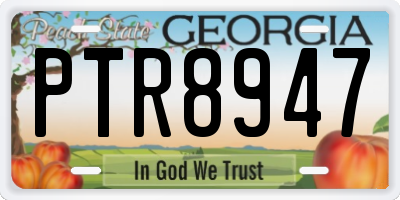GA license plate PTR8947