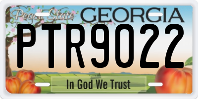 GA license plate PTR9022