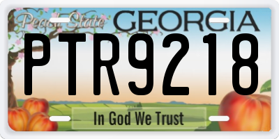GA license plate PTR9218