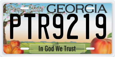 GA license plate PTR9219