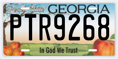 GA license plate PTR9268