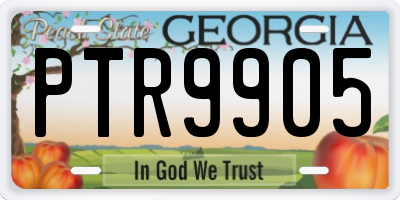 GA license plate PTR9905