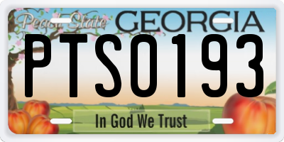 GA license plate PTS0193