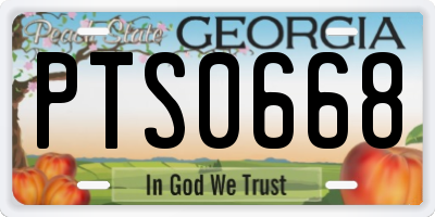 GA license plate PTS0668
