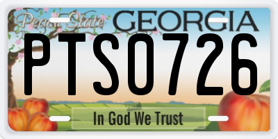 GA license plate PTS0726