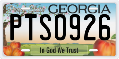 GA license plate PTS0926