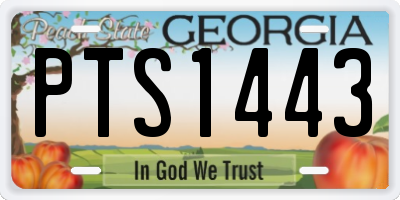 GA license plate PTS1443