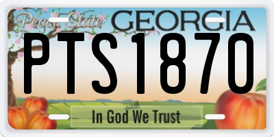 GA license plate PTS1870