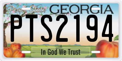 GA license plate PTS2194