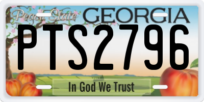 GA license plate PTS2796