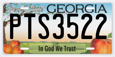 GA license plate PTS3522