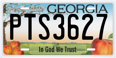 GA license plate PTS3627