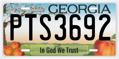 GA license plate PTS3692