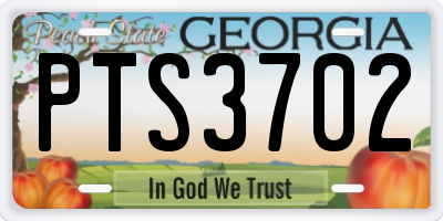 GA license plate PTS3702