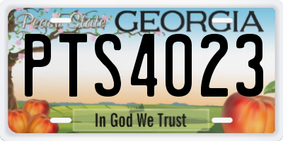 GA license plate PTS4023