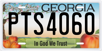 GA license plate PTS4060