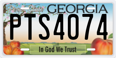 GA license plate PTS4074