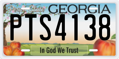 GA license plate PTS4138