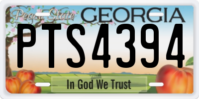 GA license plate PTS4394