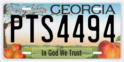 GA license plate PTS4494