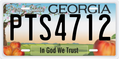 GA license plate PTS4712