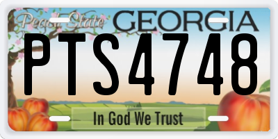 GA license plate PTS4748
